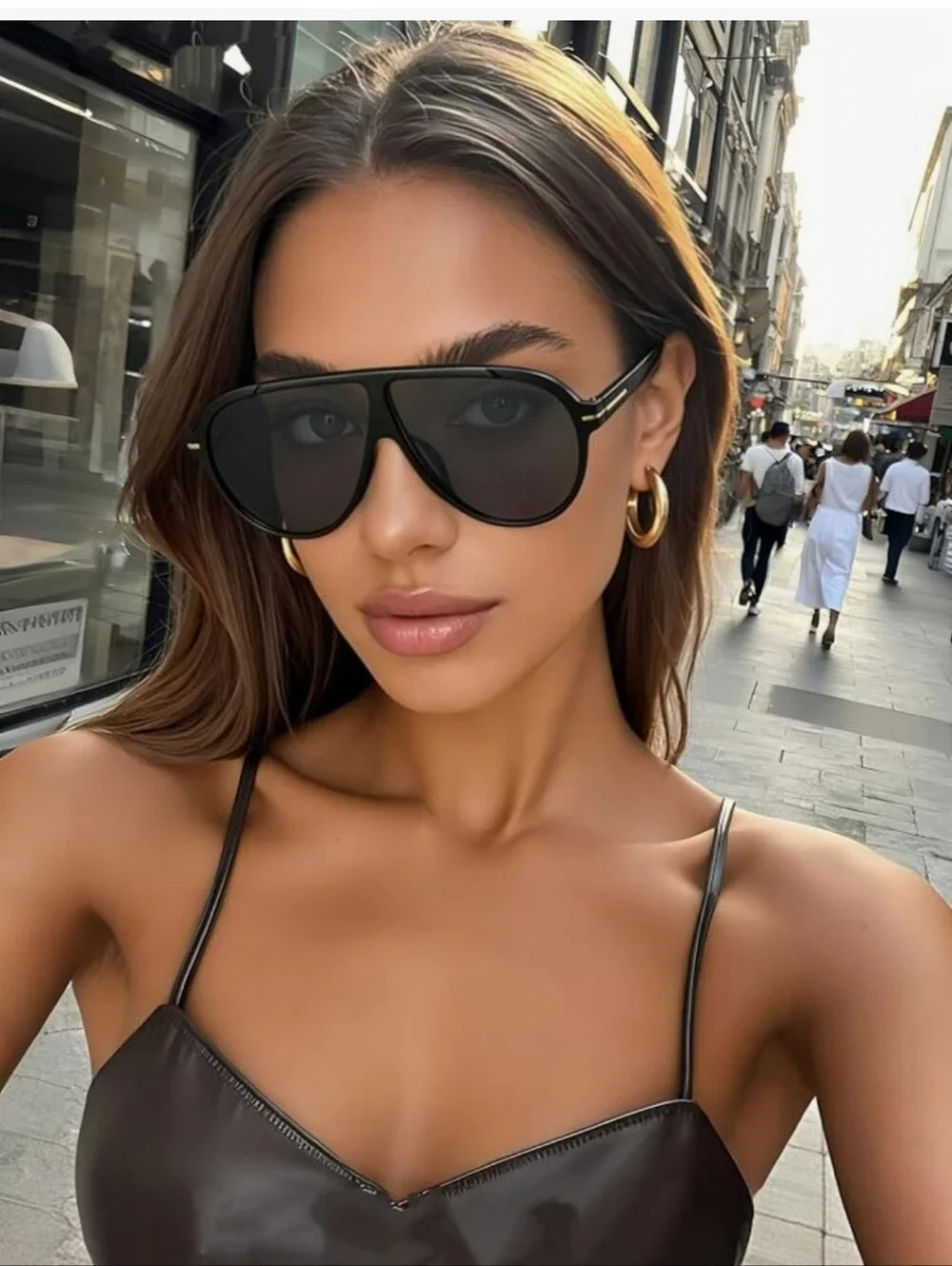 Black Aviator Sunglasses with Dark Lenses